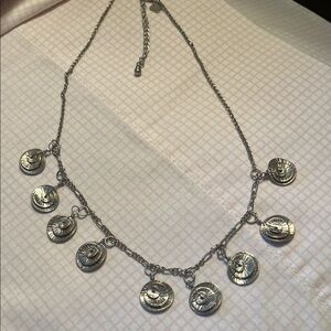Silver Coin Charm Necklace